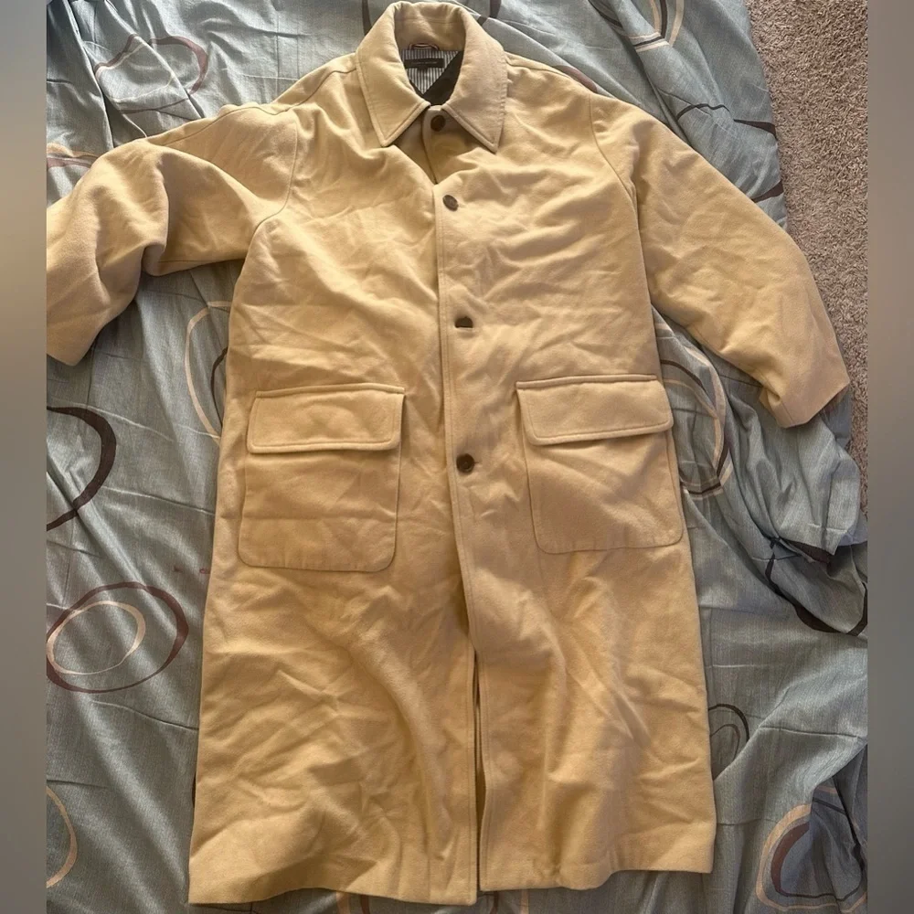Men’s New Size m Medium Tommy Hilfiger Beige Long Vest Coat Peacoat primaloft - Picture 10 of 10
